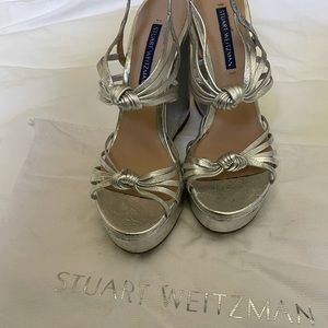 STUART WEITZMAN silver wedges